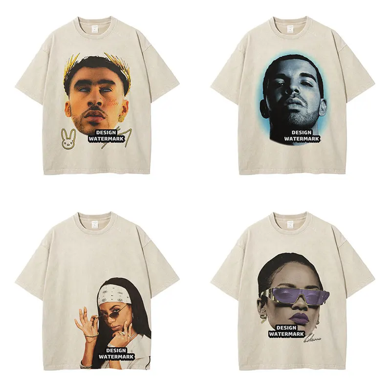 

Big Face Star Tops Tees Big Head Rapper White Apricot Short Sleeve Tshirts Oversized T-shirt Hip Hop Girl Clothing 100% Cotton