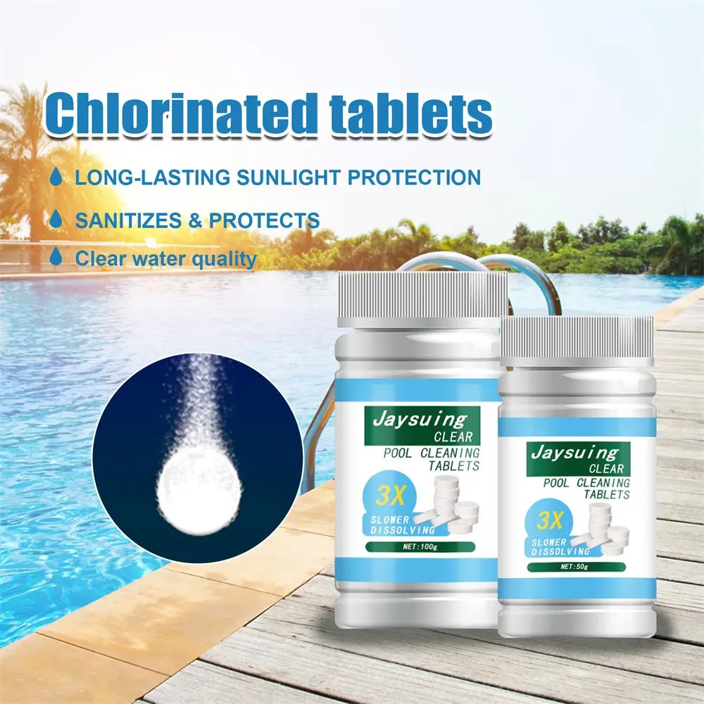 50/100PCS Pool Cleaning Chlorine Tablets Swimming Pool Instant Effervescent Household Fliter Water Disinfection Treatment Tools