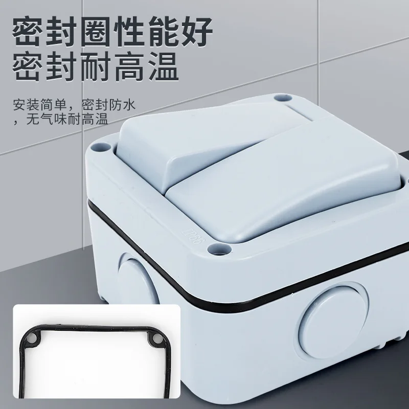 Waterproof Switch, Outdoor Construction Site with Indicator Light, Dual Control Anti-rainstorm Open Installation Switch