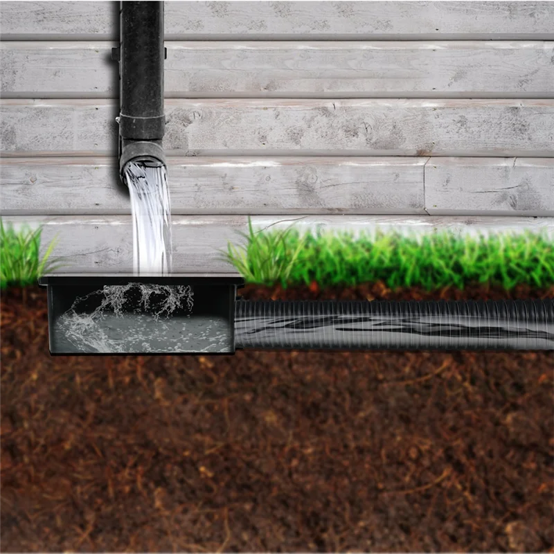 A96I-Catch Basin Downspout Flexible Extension Storm Drain Catch Basin Drainage System Drain Adapter For Patio Ground