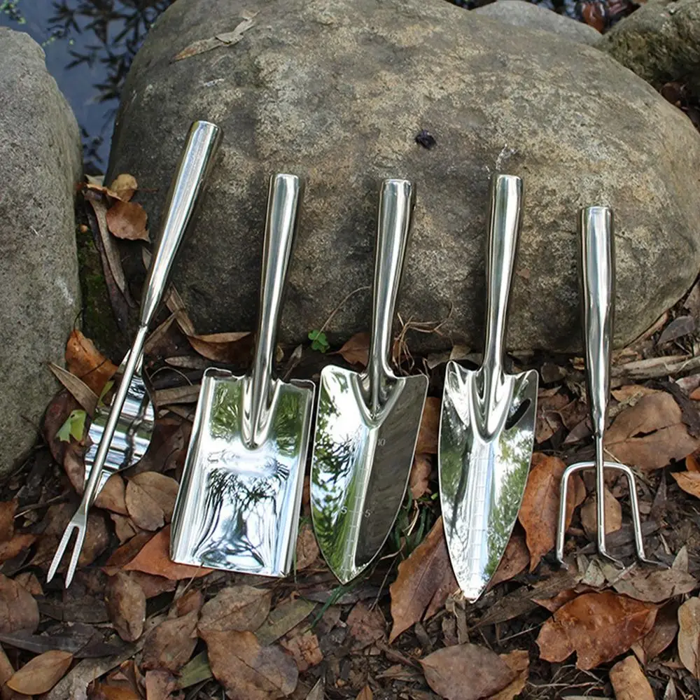 مجموعة مجرفة البستنة المتكاملة بأسمائها الحقيقية من الفولاذ المقاوم للصدأ ومضادة للصدأ ومجرفة البستنة الزراعية السميكة لإزالة الأعشاب الضارة