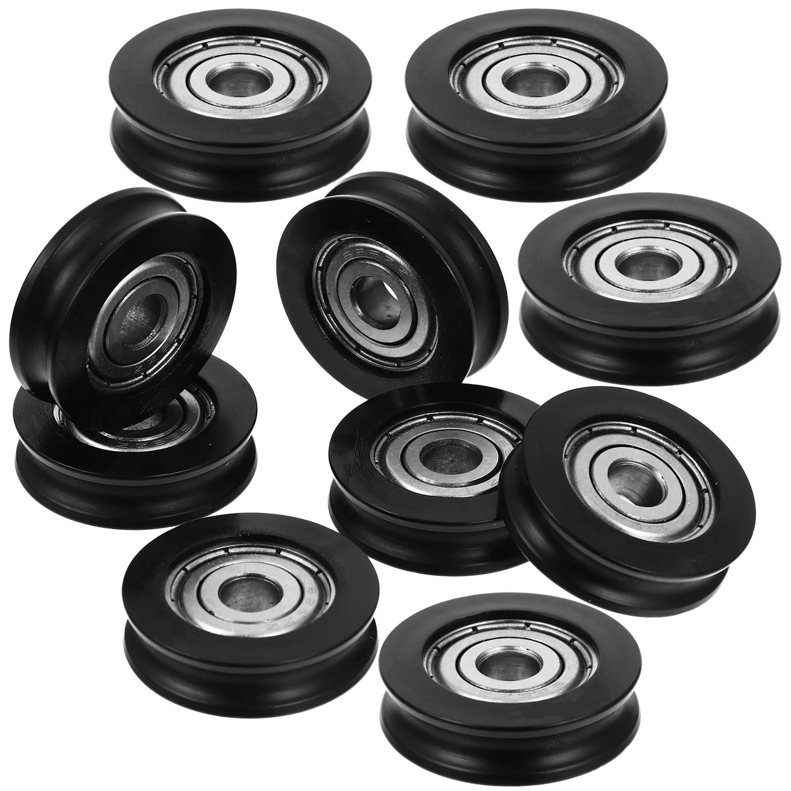 

10 Pcs Bottom Wheels Rollers for Pulley Bearings Nylon Garage Door Groove Guide