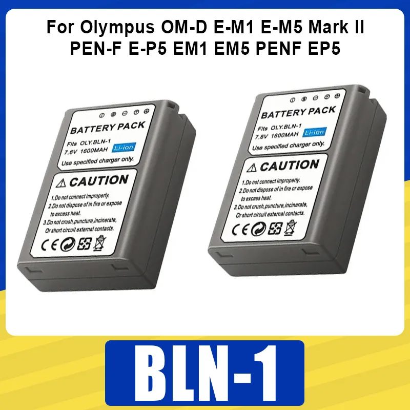 BLN-1 Camera Battery 1600mAh PS-BLN1 BLN1 Rechargeable Batteries For Olympus OM-D E-M1 E-M5 Mark II PEN-F E-P5 EM1 EM5 PENF EP5