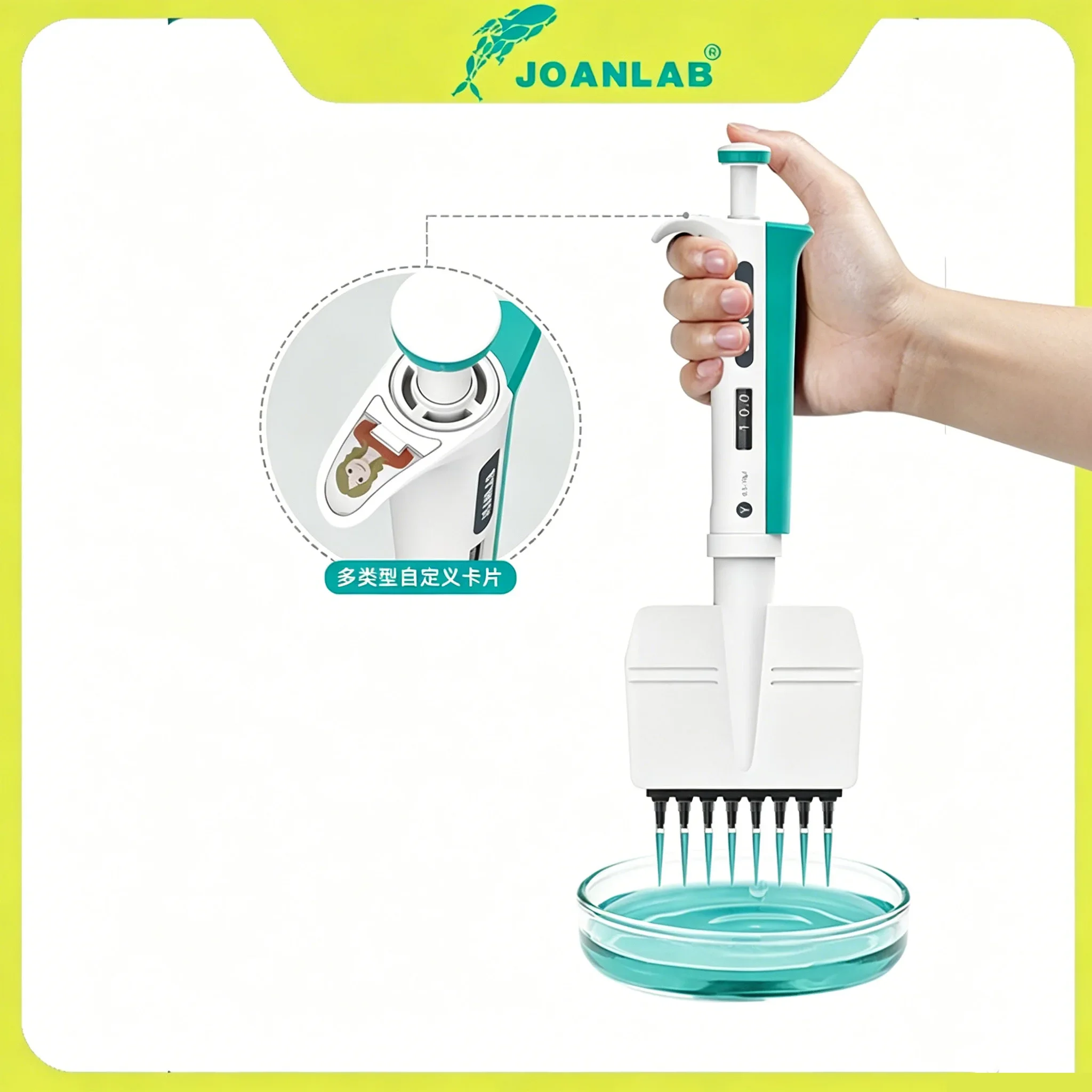 JOANLAB Multichannel Pipette 8 Channel 12 Channel Adjustable Volume Micropipette Autoclavable Lab Multi-channel Pipettor