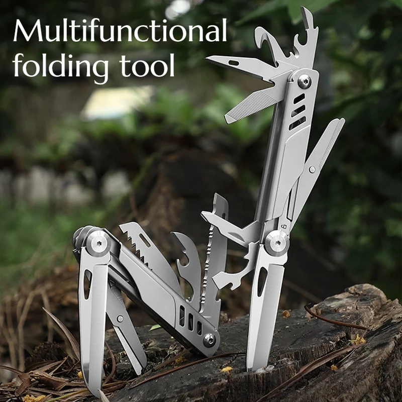 Stainless Steel Multi-functional Folding Combination Tool A Convenient Outdoor Camping Emergency Rescue Portable Manual Tool