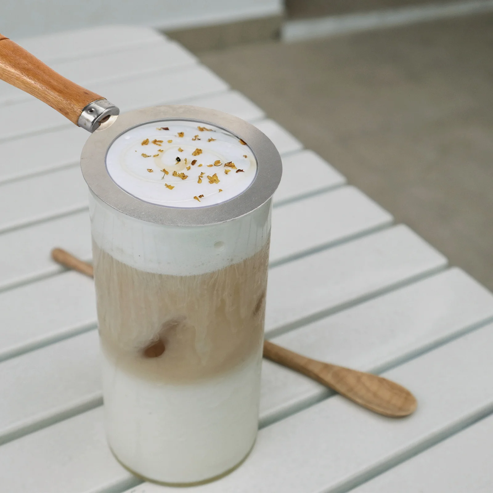 

Stainless Steel Milk Cup Rim Cover Easy Clean Tea with Cream Ring for Cafes and Dessert Shops Milk Tea Ring