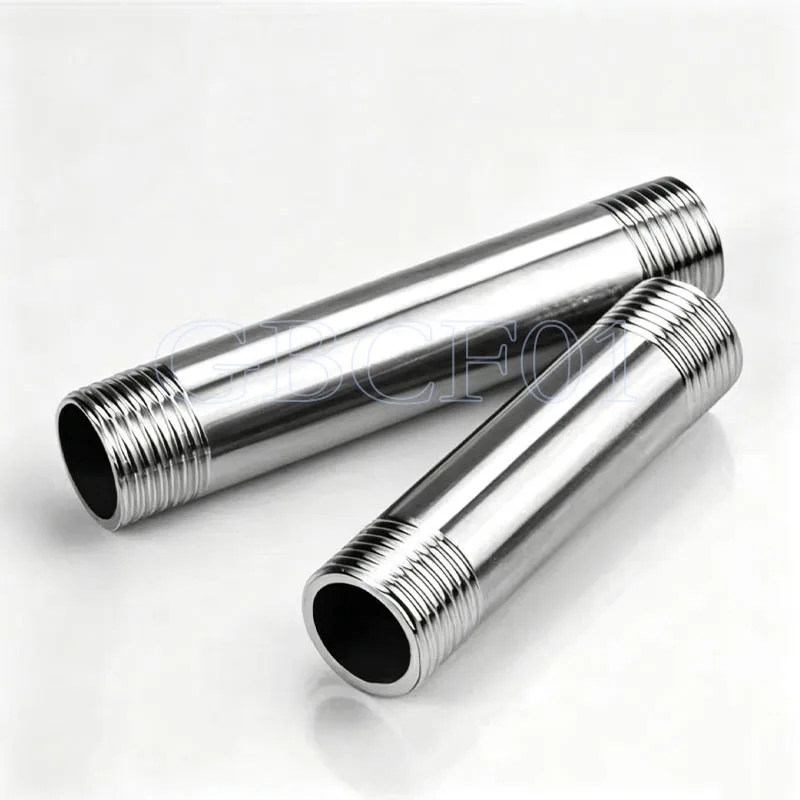 304 Stainless Steel Double Threaded Extension Pipe for Water/Gas, DN25,Length 43 50 60 70 75mm‑1000mm, Corrosion Resistant