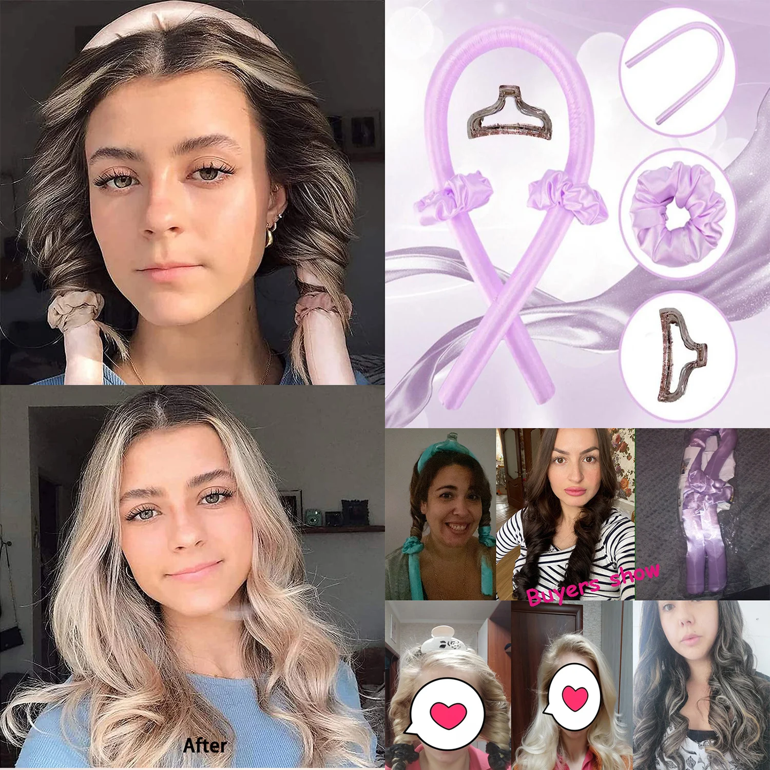 Set Produk Rambut Keriting Rol Ikal Tanpa Panas Rambut Panjang Pendek Bando Sutra Semalam Alat Penata Rambut Keriting Boucleur Cheveux