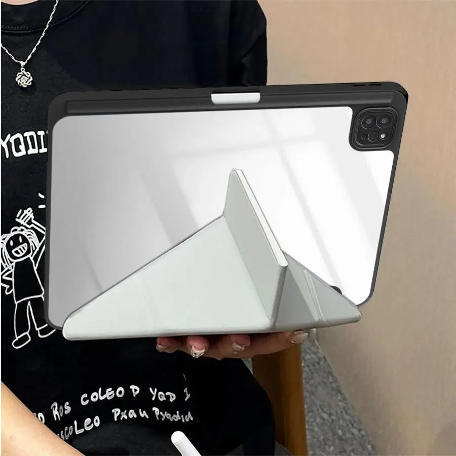 With Pen Slot Cover Tablet Case For iPad 12th 11th Air 8 M2 M3 3 Mini 7 6 5 Pro M4 13 2025 2026 10th Gen 9th Rose Chip Texture