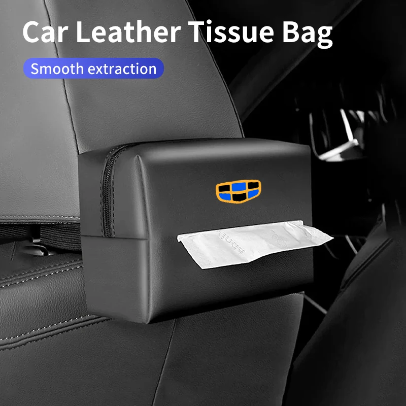 Car Seatback Tissue Box Holder Armrest Paper Case Napkin Storage Bag For Geely Atlas SUV Boyue Borui Coolray Emgrand NL3 EX7 X7 2