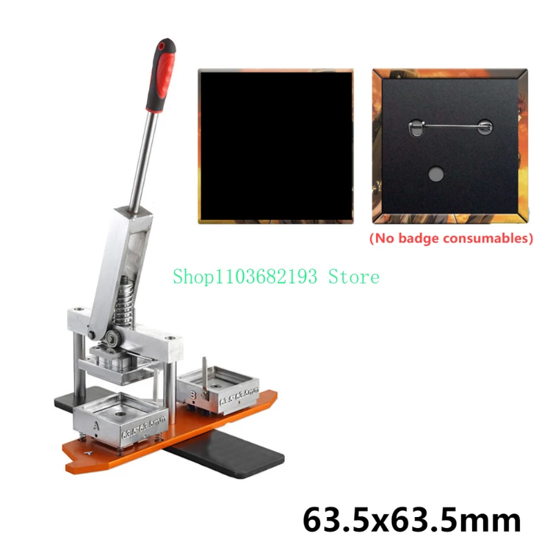 

63.5x63.5mm Rectangular Refrigerator Badge Pasting Machine Rotating Metal Sheet Making Badge Machine With Mold