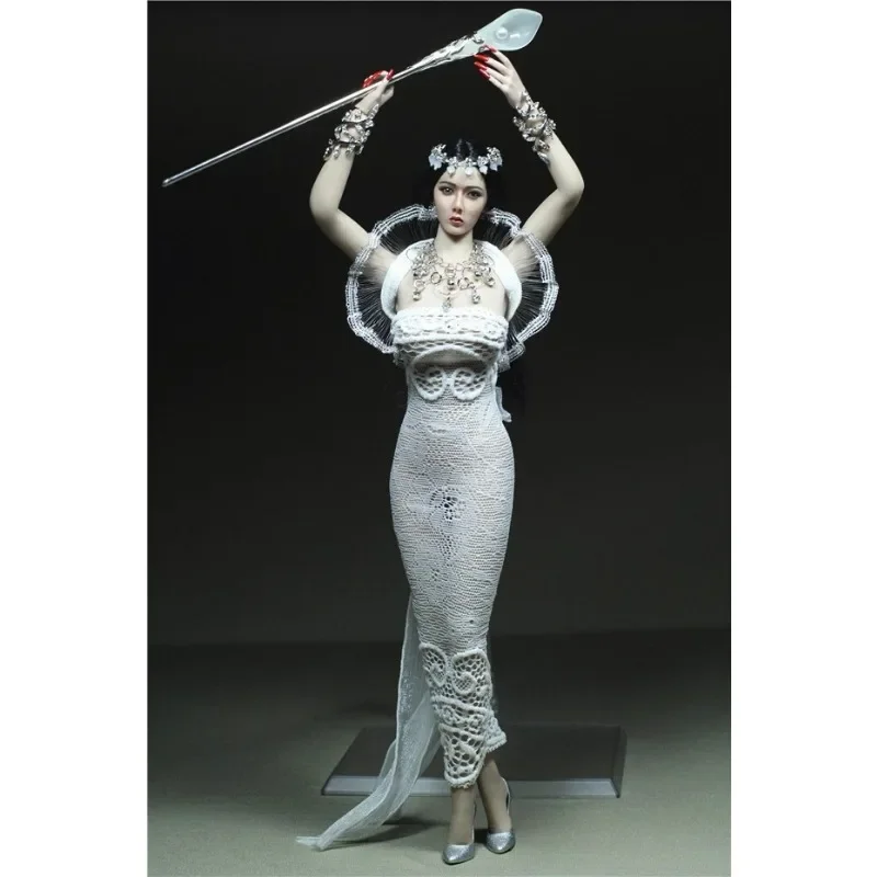 

Масштаб 1/6, женская белая кружевная длинная юбка, одежда богини водной луны, костюм, модель, украшение для 12-дюймовых солдатских фигурок Ph