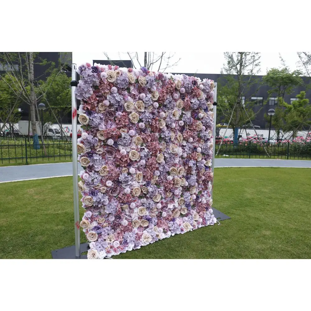 FSDKX Promise Custom ArtificialWedding Floral Backdrop Multiple Color Roll up Flowers Wall for Wedding Backdrop Flowers Wall