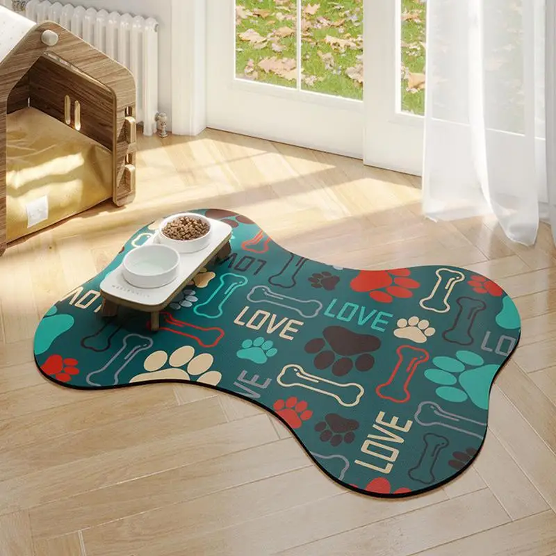 Dog Mat For Food And Water Non-Slip Cat Food Mat Quick Dry Water Dispenser Mat Dog Food Mats For Floors Waterproof Dog