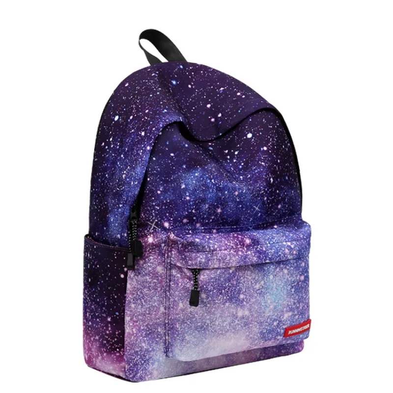 Brand Purple Starry Sky Backpack Preety DoubleShoulder Bag College HighSchool Student SportsTravelCommute Canvas Bag Pencil Case