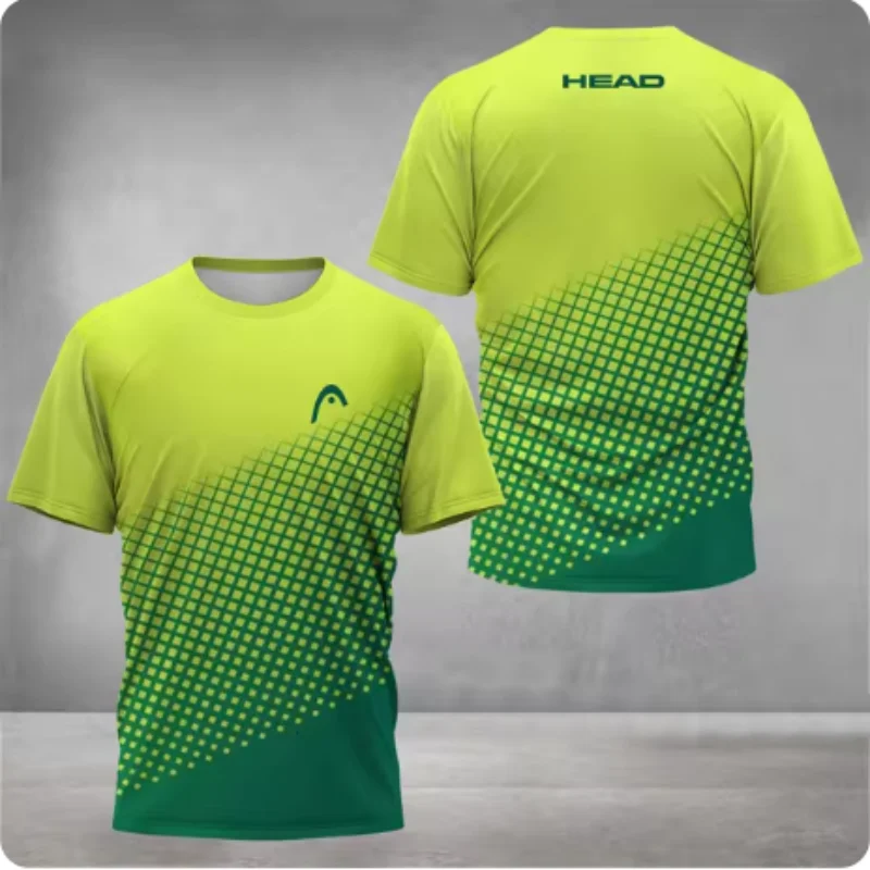 

Men Gym Sportswear Tennis Team Short Sleeve Fashion Top Man Summer Fitness Running Loose T-Shirts Trend Badminton Unisex Clothes