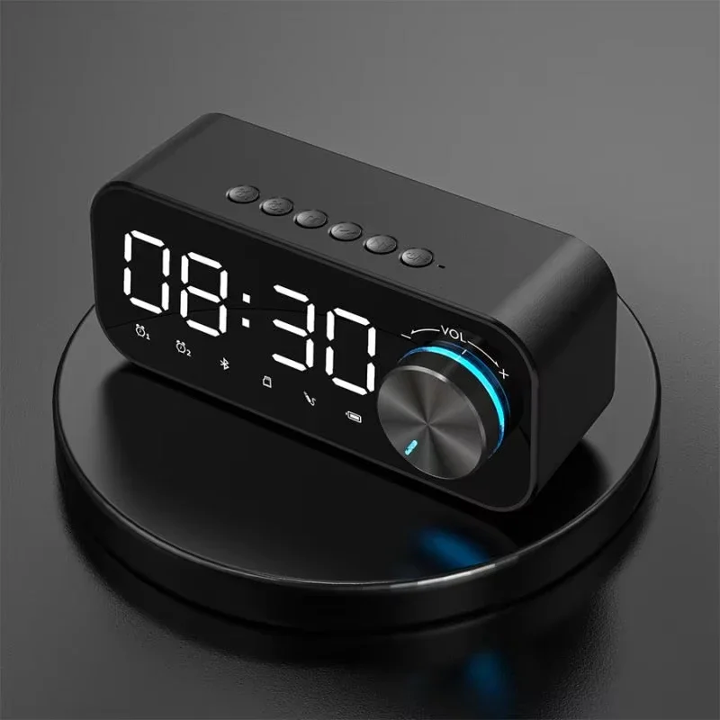 New Subwoofer Mini Bluetooth Speaker Plug-in Dual MP3 Alarm Clock LED Display Wireless Multifunction Music Player Gift