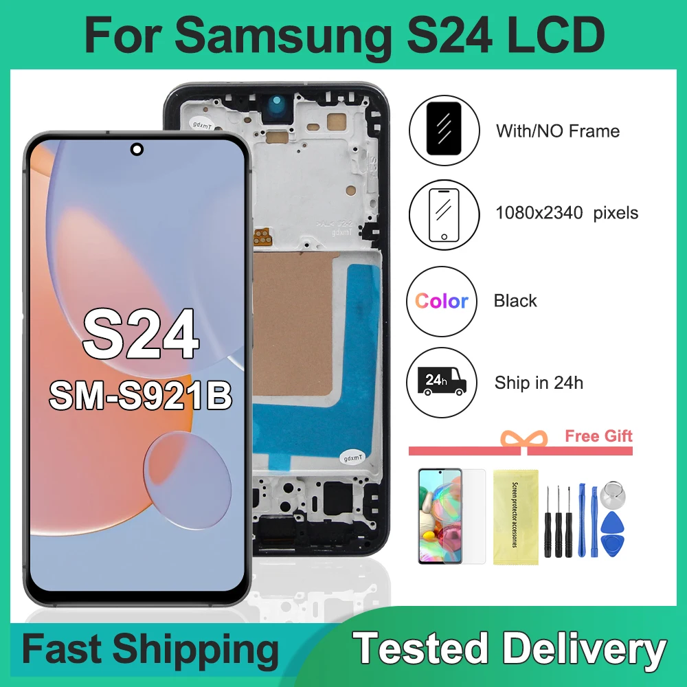 for-samsung-s24-4g-5g-lcd-test-tft-display-s921b-sm-s921b-ds-sm-s921u-touch-screen-with-frame-assembly-replacement