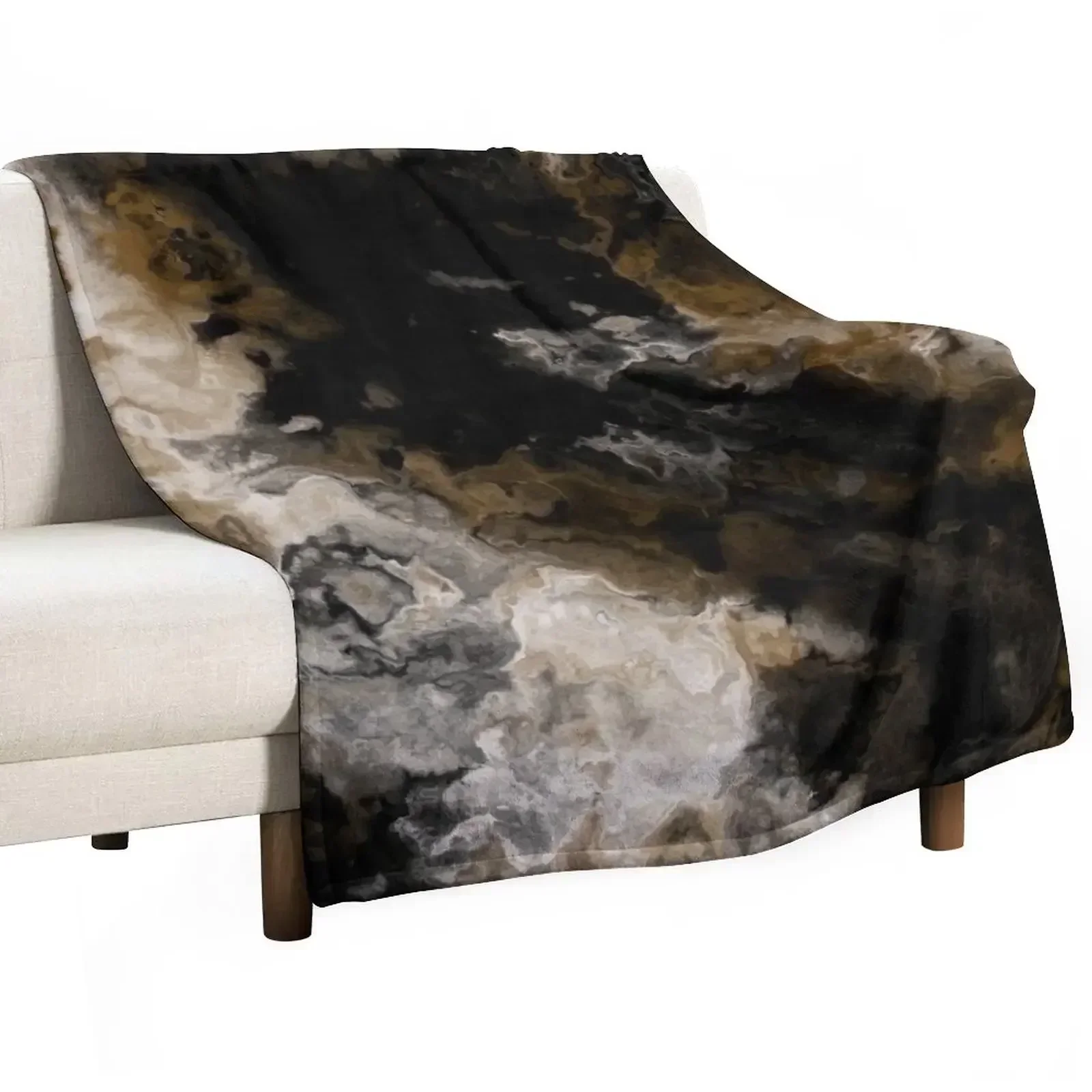 Black Gold and White Abstract Throw Blanket Thermals For Travel Sofa warm for winter Blankets