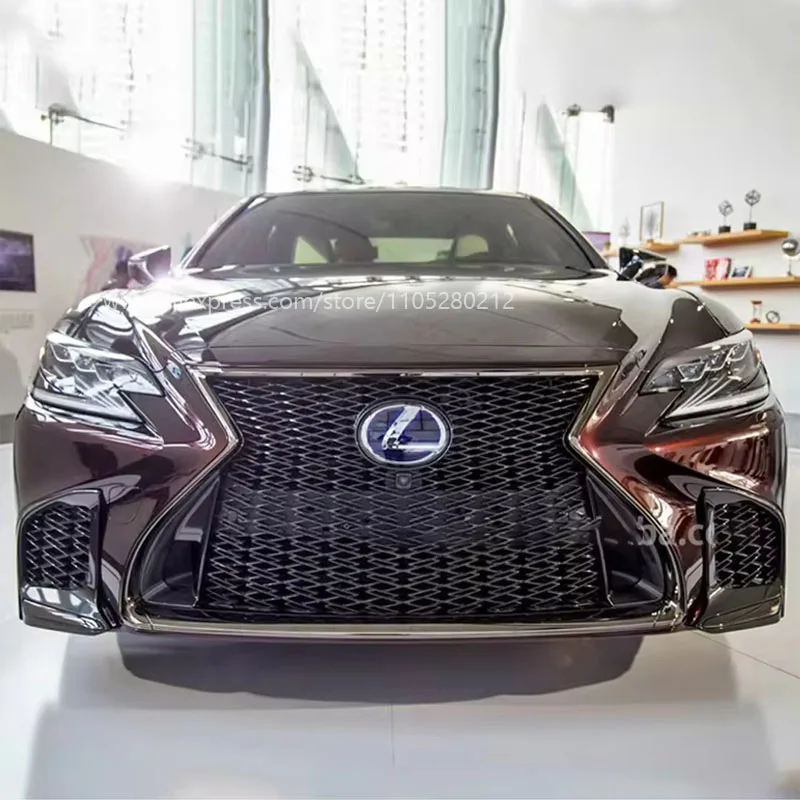 Compatible with 2018-2020 Lexus LS350/500, Glossy Black Honeycomb Front Grille, Flagship-Level Front Face Upgrade