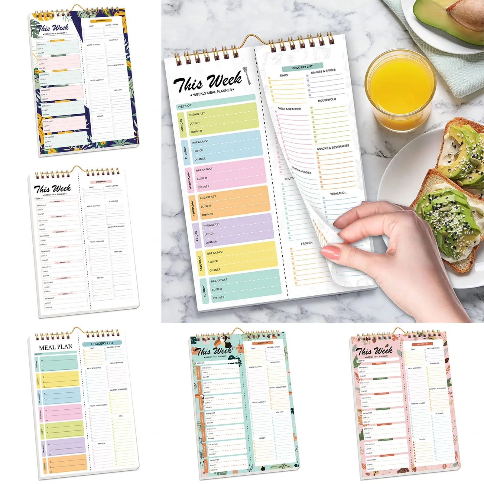 Breakfast Lunch Dinner Weekly Meal Planner With Shopping List 52 Sheets Meal Planner Hanging Food Menu For Health Life-style