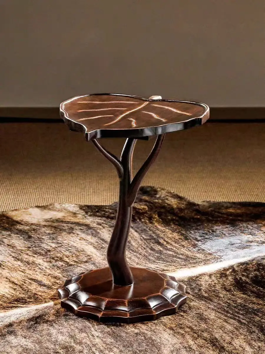 Bedroom Villa Living Room Sofa Bed Balcony Lobby Coffee Table Uses Modern Creative Solid Wood Side Table with Leaf Design