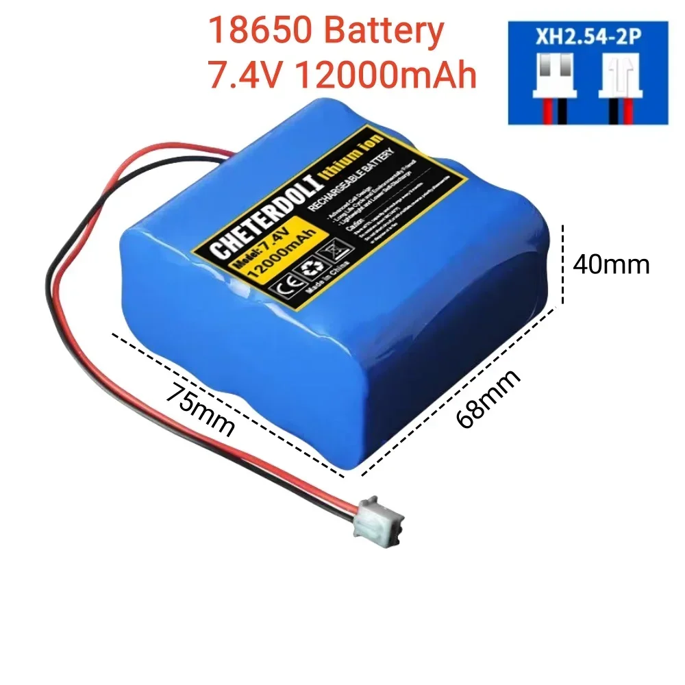 18650 7.4 فولت 6000 مللي أمبير بطارية ليثيوم أيون قابلة للشحن مع أسلاك PCB XH-2P التوصيل ل سمّاعات بلوتوث المصابيح الأمامية الشمسية