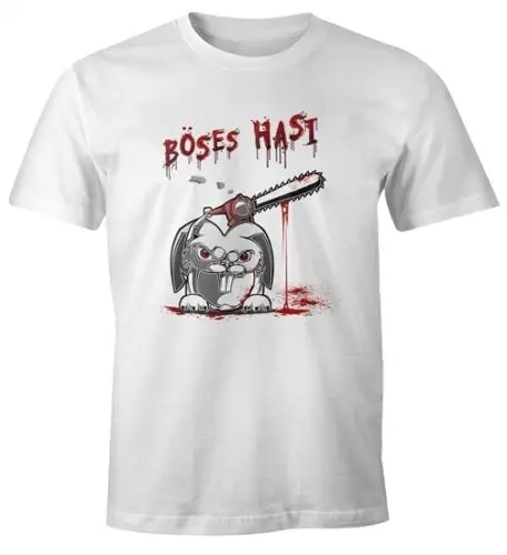 

Herren T-Shirt böses Hasi Kettensäge Motiv Horror Parodie Fun-Shirt Spruch