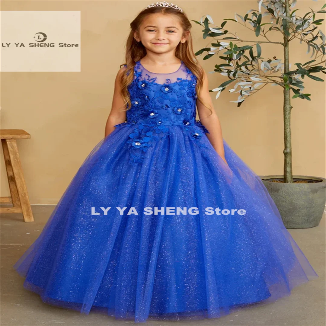 Customized  Flower Girl Dresses Red Tulle Puffy Flowers Appliques With Bow Sleeveless For Wedding Birthday First Communion Gowns