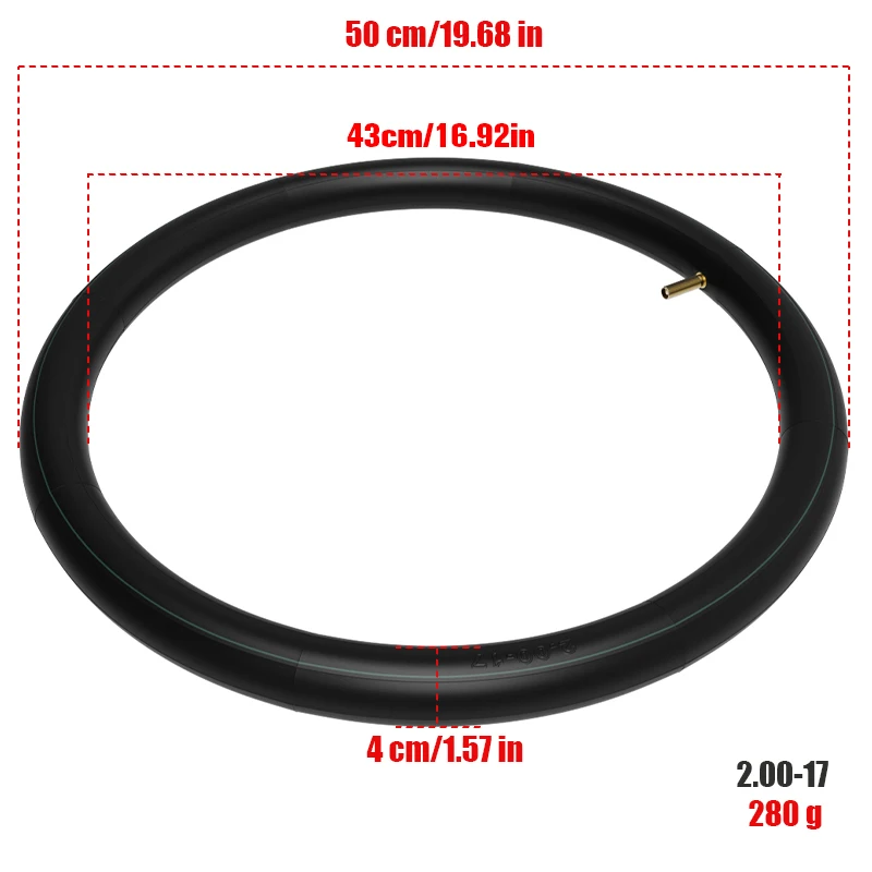 2.00-17 inner tube straight mouth high quality inner tube, suitable for off-road bike/folding bike/electric bike
