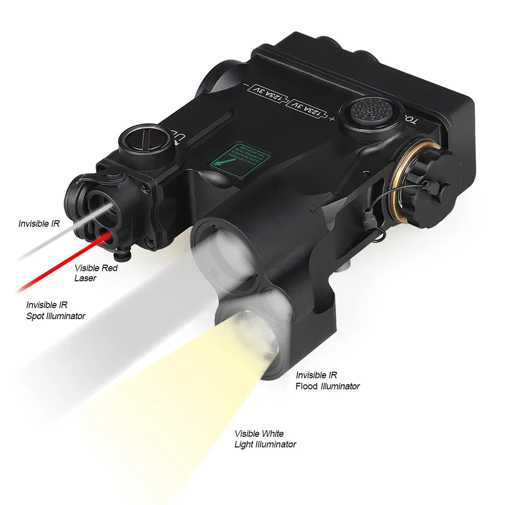 CANIS SPORT INC DBAL-A4 Tactical Dual Beam Laser, 500LM Flashlight with IR Spot/Flood Modes for Hunting & Outdoor (Red/Green)