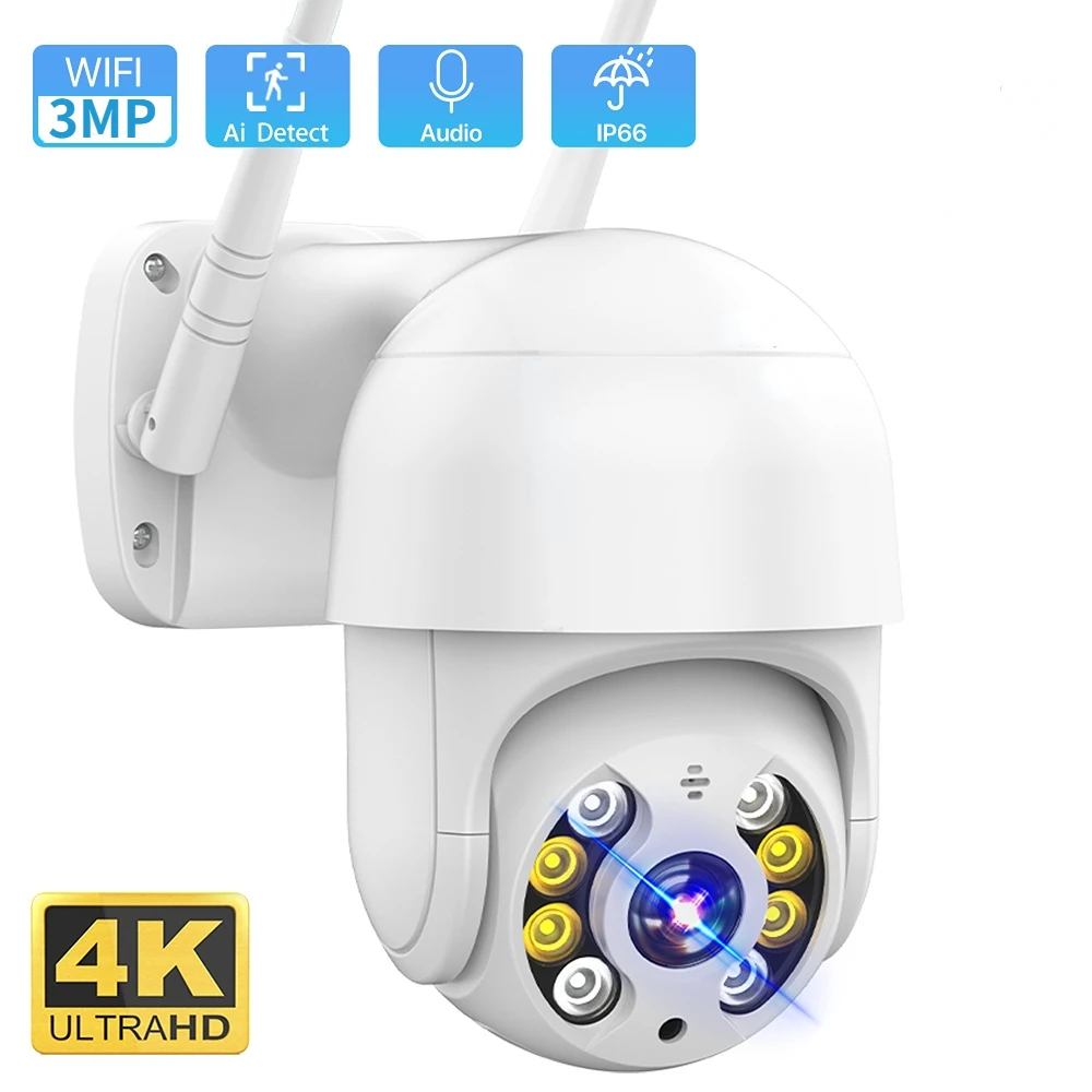 

4K 3MP Wireless IP Camera Outdoor Security Wifi PTZ Camera 3MP HD Auto Tracking Video Surveillance CCTV Camera P2P