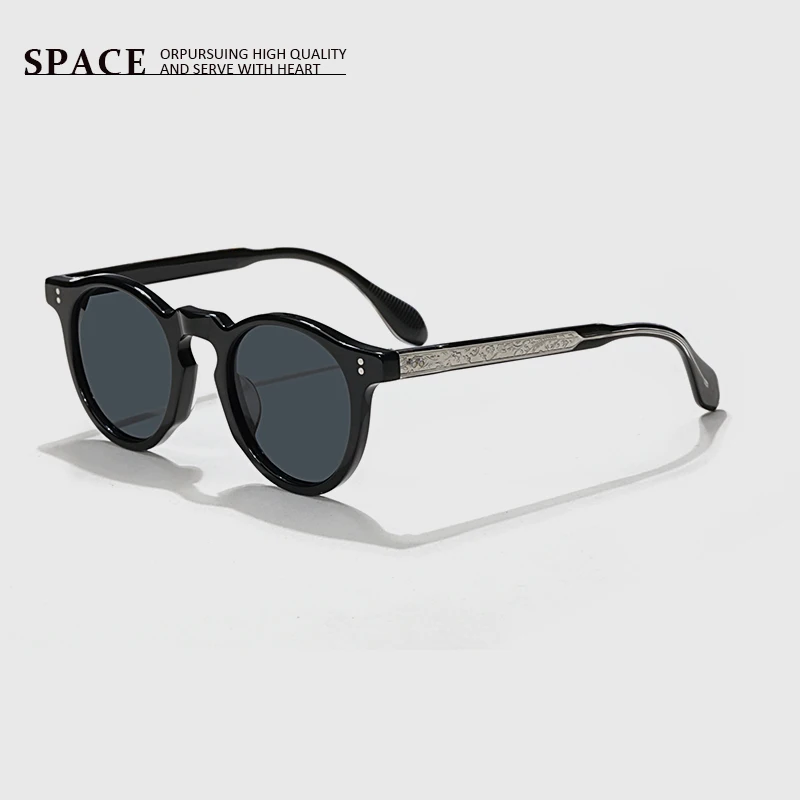 Round frame Vintage Classic sunglasses 530 Men driving ride UV400 designer handmade women sunglasses can be engraved LOGO