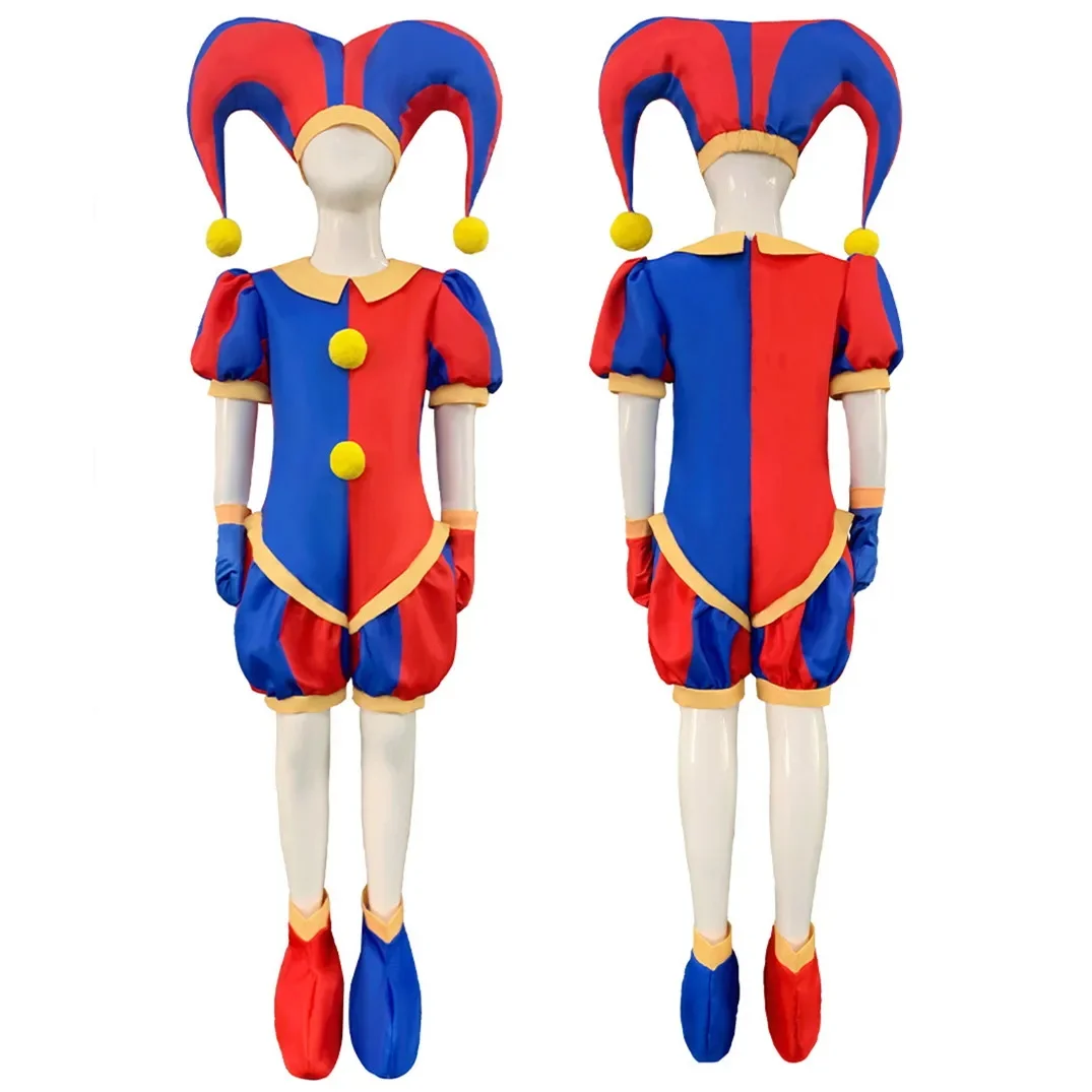 

Joker Cosplay Costume Kids The Amazing Digital Circus Bodysuit for Children Clown For Easter Party Funny Three Pieces Outfits