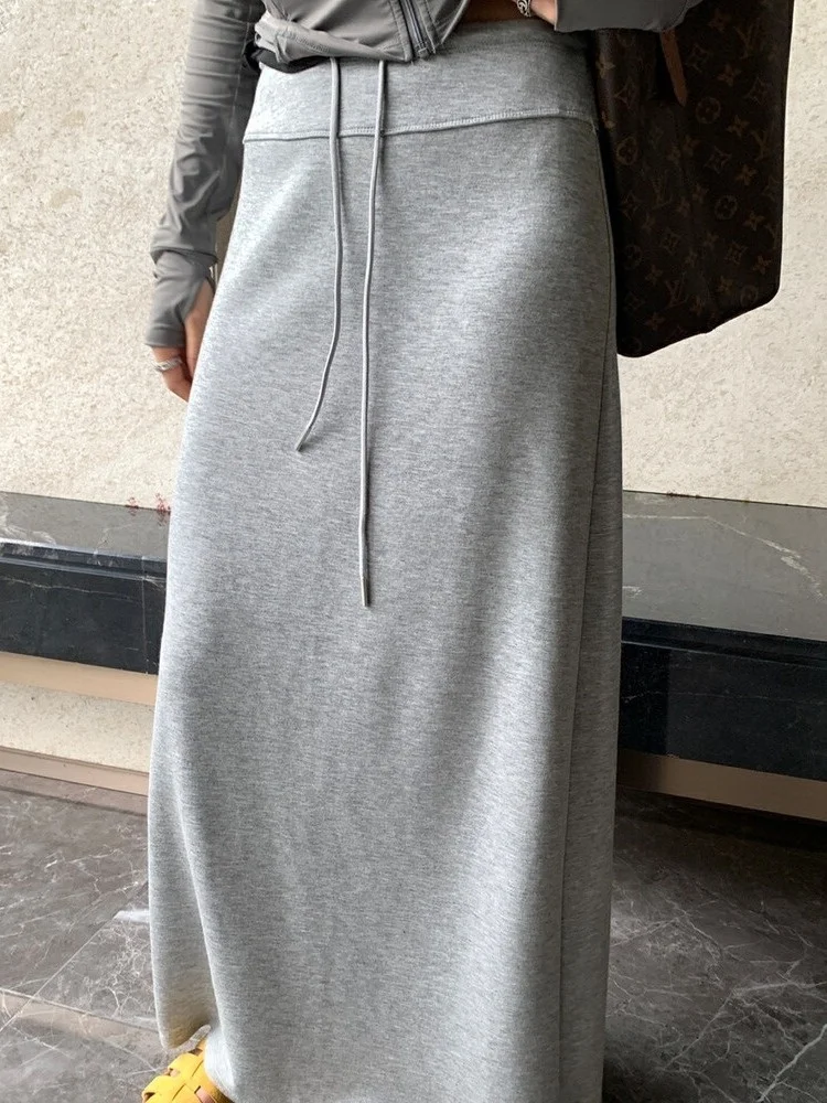 High Waist A-Line Skirt Korean Style Casual Half-length Bifurcated Versatile Mask Skirt Mid-length Straight-cut Body-hugging