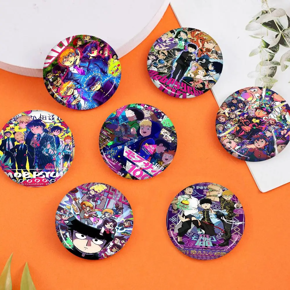 أنيمي الغوغاء النفسي 100 الإبداعية دبابيس مضحك وجه مبتسم جولة المفاجئة في بروش شارة ظهره قبعة اكسسوارات مجوهرات هدايا