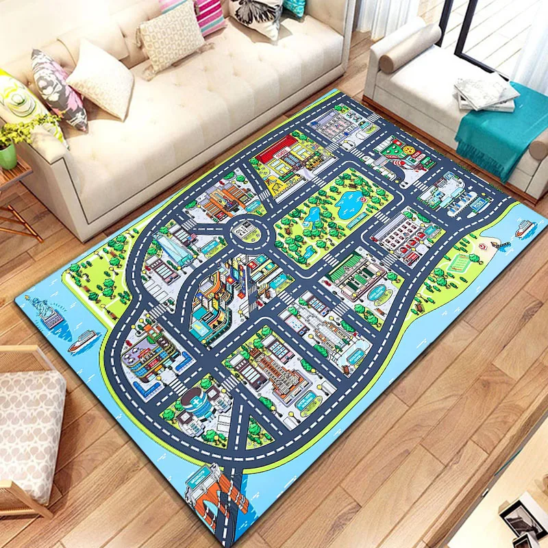 Kids Carpet City Play Mat, Learn & Have Fun Safely for Cars & Toys,Pack Playmat City Life Carpet for Kids,Play Room Rug 15 Sizes