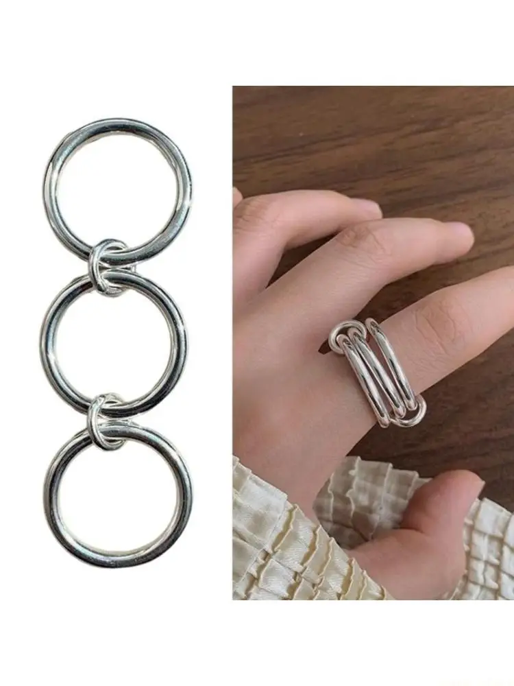 31BF Trendy Multi Rings Design Finger Band High End Feel Triple Band Rings Sturdy And For Parties