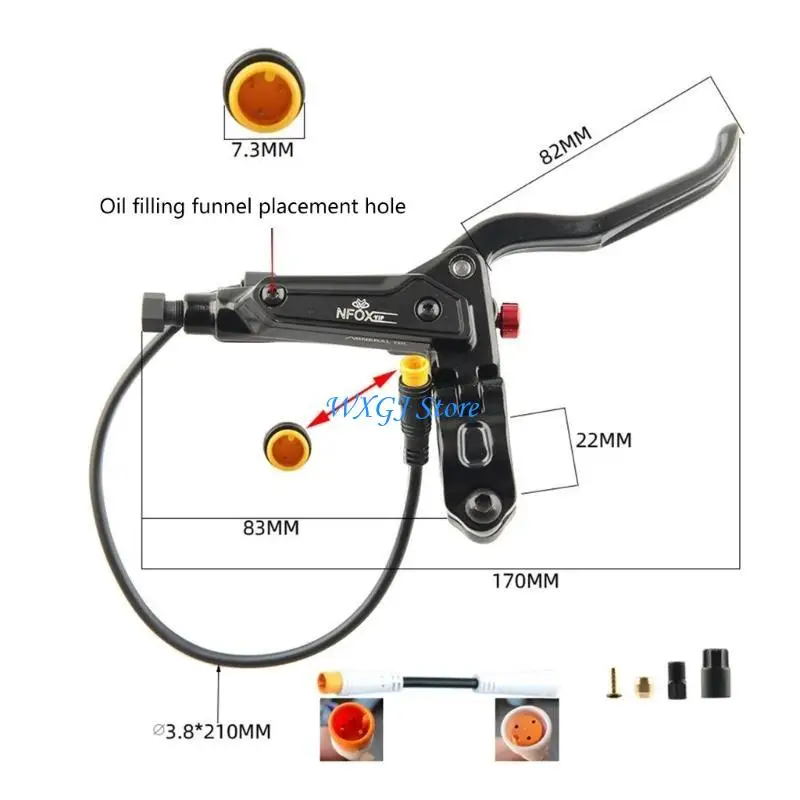 

37JE 2 Pin Electric Bike Oil Brake Lever Power Close Brake Handle Electric Bike Brake Handle Electric Bicycles Accessories