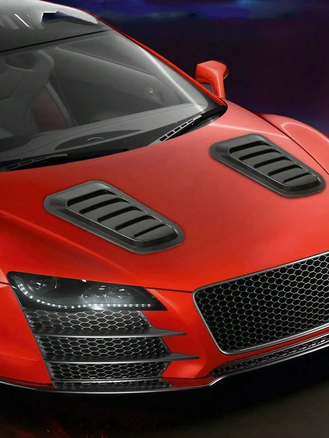 2pcs Car Fake Air Vents, Hood Decorative Vents - Universal, Stylish Shark Gill Simulated Air Outlets & Air Inlets