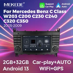 MEKEDE Android 13 Car Multimedia Player for Mercedes Benz C Class W203 C200 C180 C220 CLK240 CLK320 Wireless CarPlay GPS Stereo