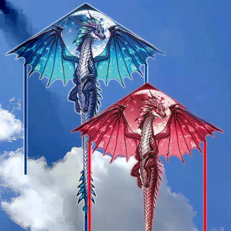 Grande pipa de dragão para crianças e adultos, fácil de voar, grande enorme pipa de dragão, vem a cauda, fácil de voar, brinquedo ao ar livre