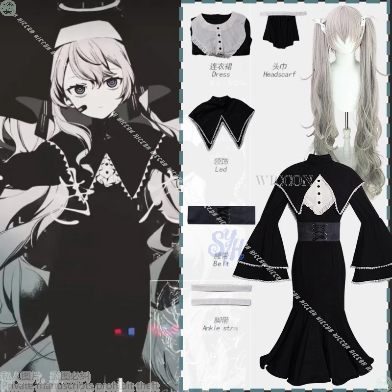 

Mikkuu, черный длинный винтажный костюм готической Лолиты для Хэллоуина, размер 00, черный длинный винтажный костюм готической Лолиты на Хэллоуин