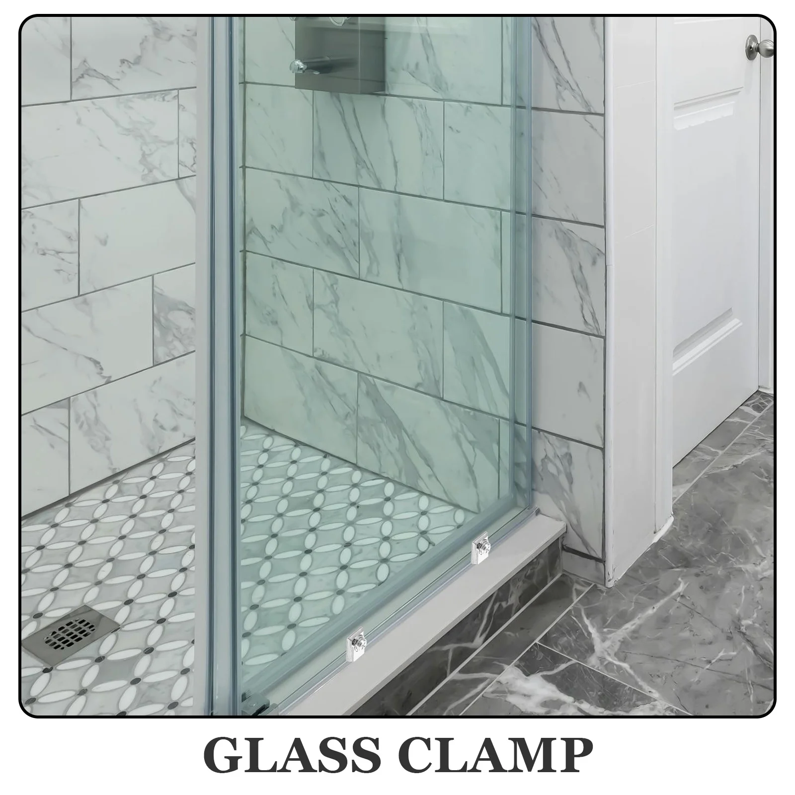 

4pcs Glass Clamps No Drill Mounting Support For Bathroom Shower Glass Railing Bracket Alloy Mirror Clips For Frameless Mirror