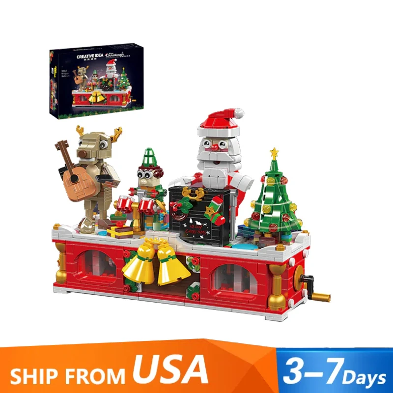 

1045 шт., креативный эксперт MOC, рождественская карнавальная группа, модель Санта-Клауса, строительные блоки, кирпичные головоломки, игрушки, Рождественский подарок для детей