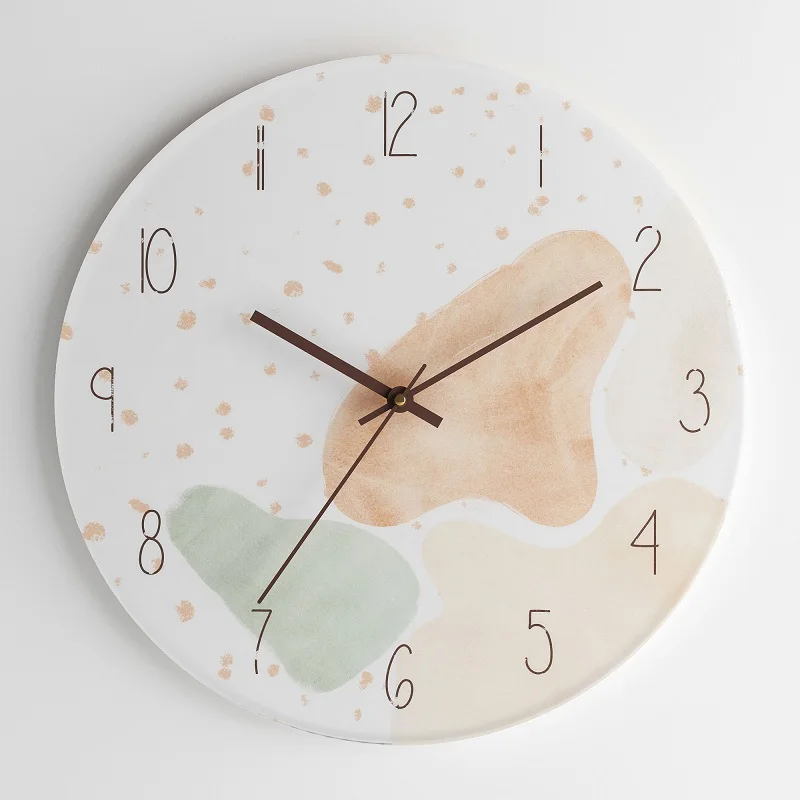 Abstract ink printing wall clock modern art silent quartz clock watercolor painting home decoration wall clock