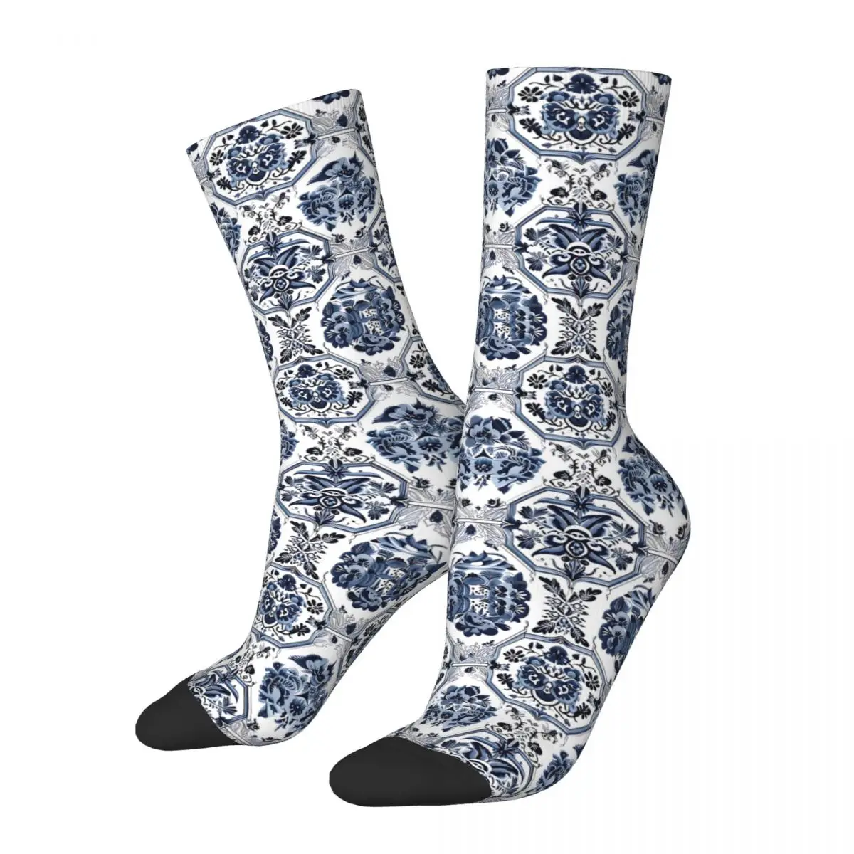 

Delft Pattern Socks Male Mens Women Spring Stockings Harajuku