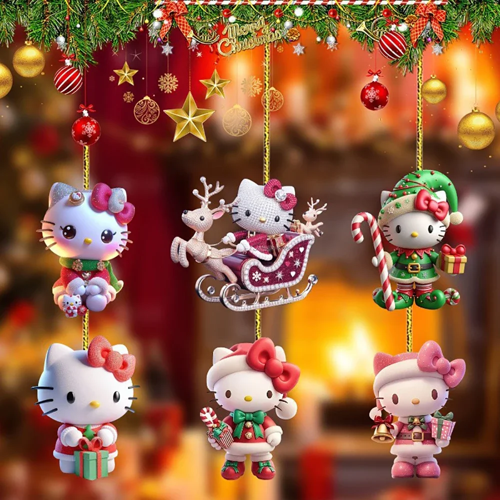 Sanrio 2D Simpatico ciondolo per albero di Natale Hellokitty Kuromi Decorazione anime Decorazioni creative per giocattoli di cartoni animati Accessori per feste