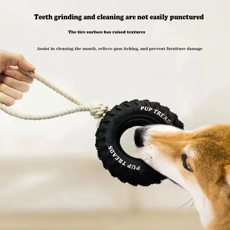 

Pet Dog Toy Tire Natural Rubber Sturdy and Durable Grinding Teeth Cleaning Teeth Interactive Training Large Dog Chew Toy
