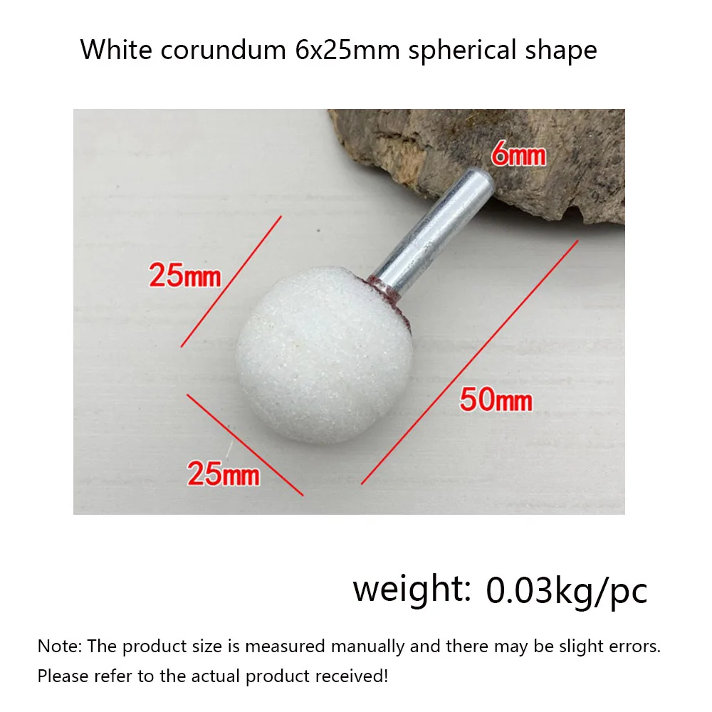 

5 Pcs 6mm handle ball type 20-30mm grinding head diameter ceramic grinding wheel grinding head white chromium corundum flint pow